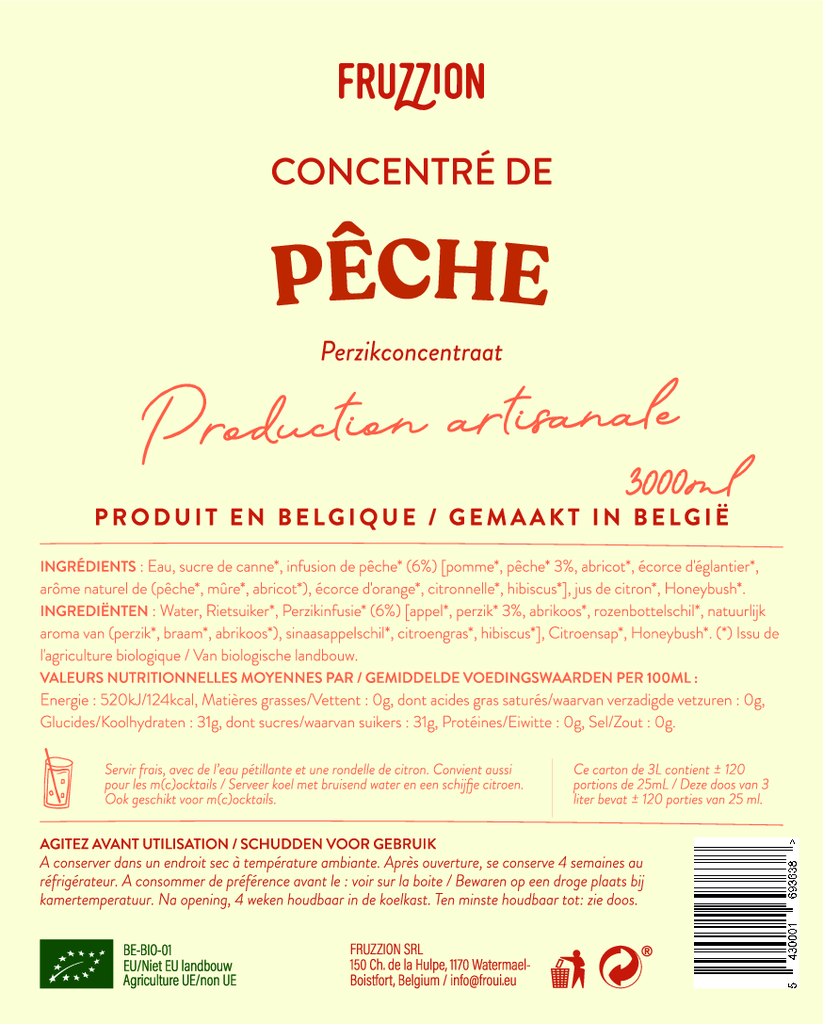 Sirop Pêche & Honeybush BIO - 3L